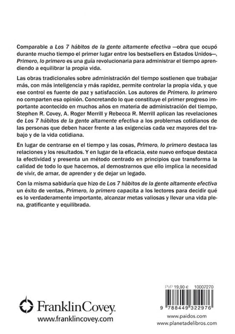 Primero, lo primero .- Stephen R. Covey