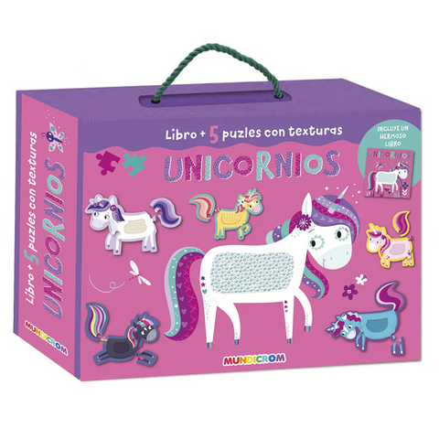 Libro + 5 Puzles Con Textura Unicornios - Mundicrom