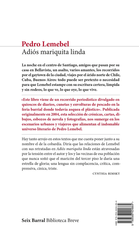 Adiós mariquita linda - Pedro Lemebel