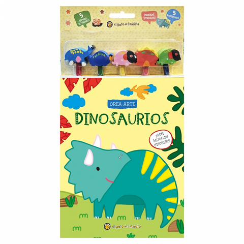 Crea arte dinosaurios: Lapices, borradores y stickers