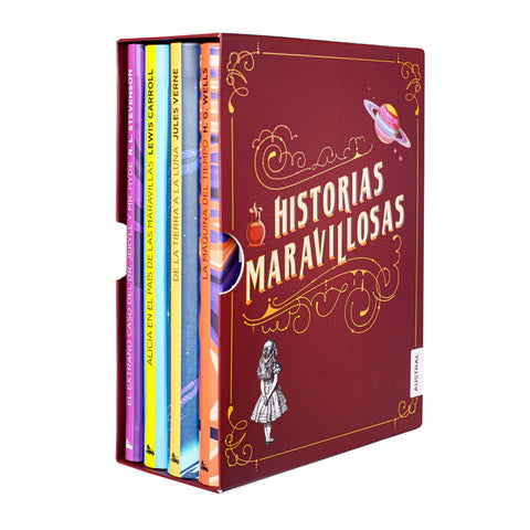 Estuche Historias Maravillosas - Julio Verne, H.G. Wells, Lewis Carrol, Robert Louis Stevenson